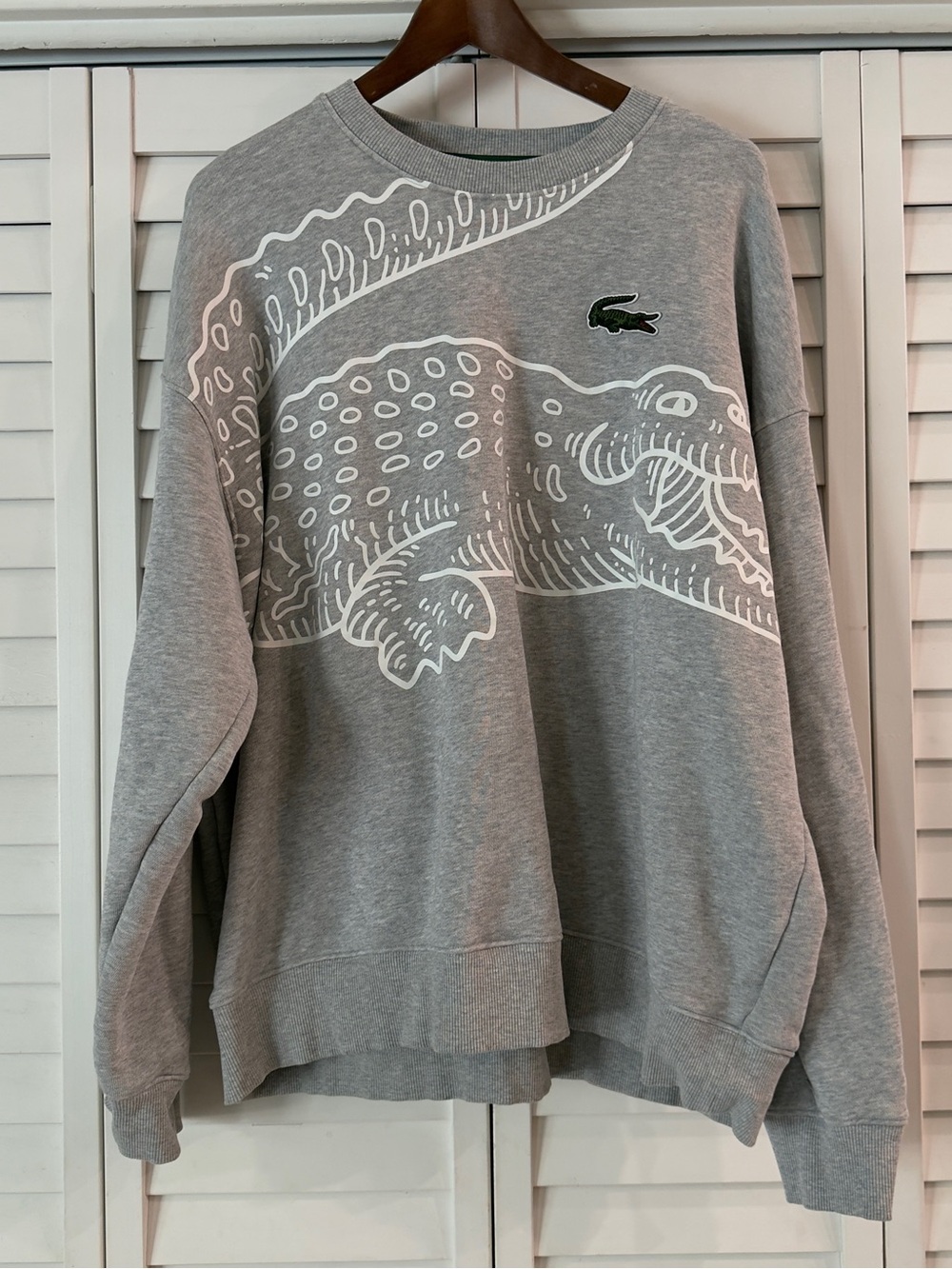 Men’s Lacoste Round Neck Loose Fit Croc Print Sweatshirt - Size XXL